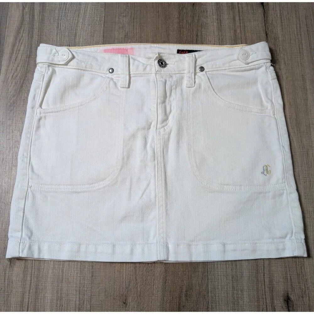 AG Adriano Goldschmied Size 28 White Denim Mini Skirt Utility Pockets USA Y2K